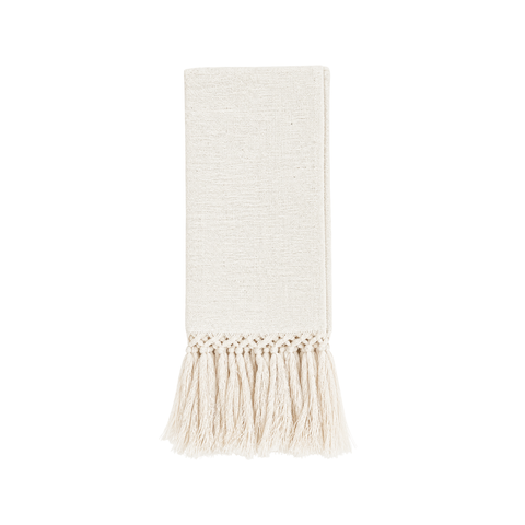 Briscola Fringed Italian Cotton-Linen Guest Towel in Off White