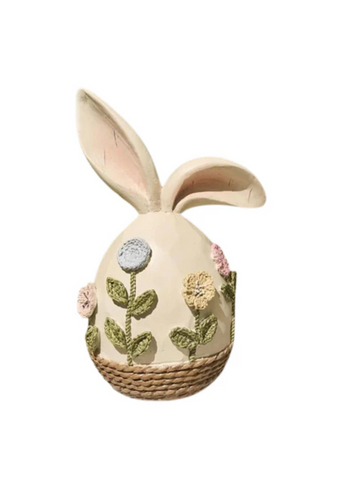 Easter Egg Bunny With Crochet Flowers in Blue
