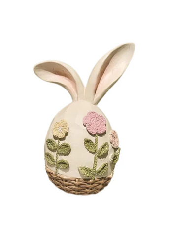 Easter Egg Bunny With Crochet Flowers in Pink