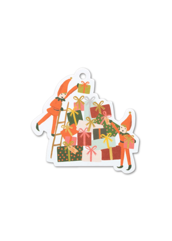 Busy Elves Illustrated Gift Tag Set