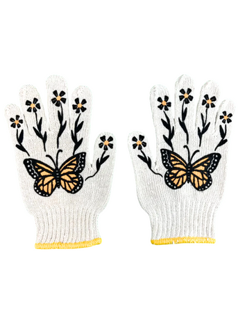 Screen-Printed Butterfly Gardening Gloves