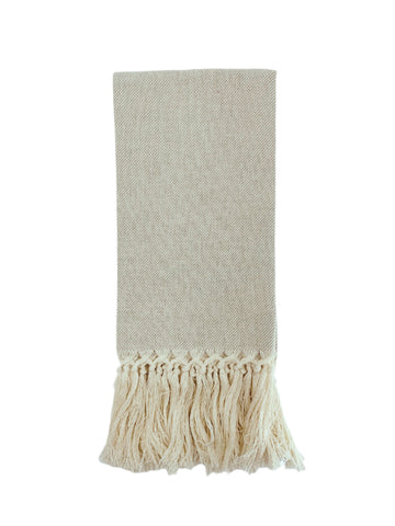 Briscola Fringed Italian Cotton-Linen Guest Towel in Taupe