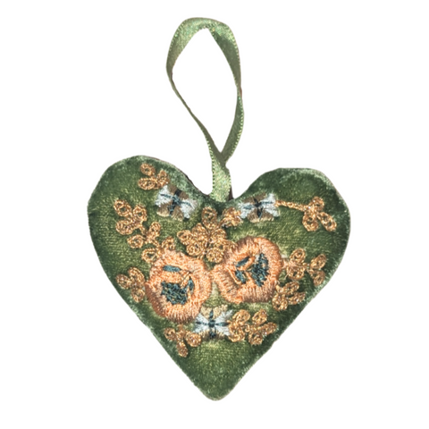 Miranda Silk Velvet Heart in Emerald