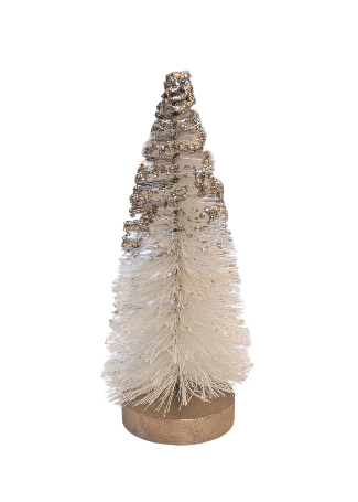 Champagne Glittered Sisal Full Fir Tree with Wood Base