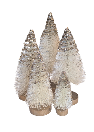 Champagne Glittered Sisal Full Fir Tree with Wood Base