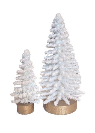 White Glittered Sisal Full Fir Tree with Wood Base