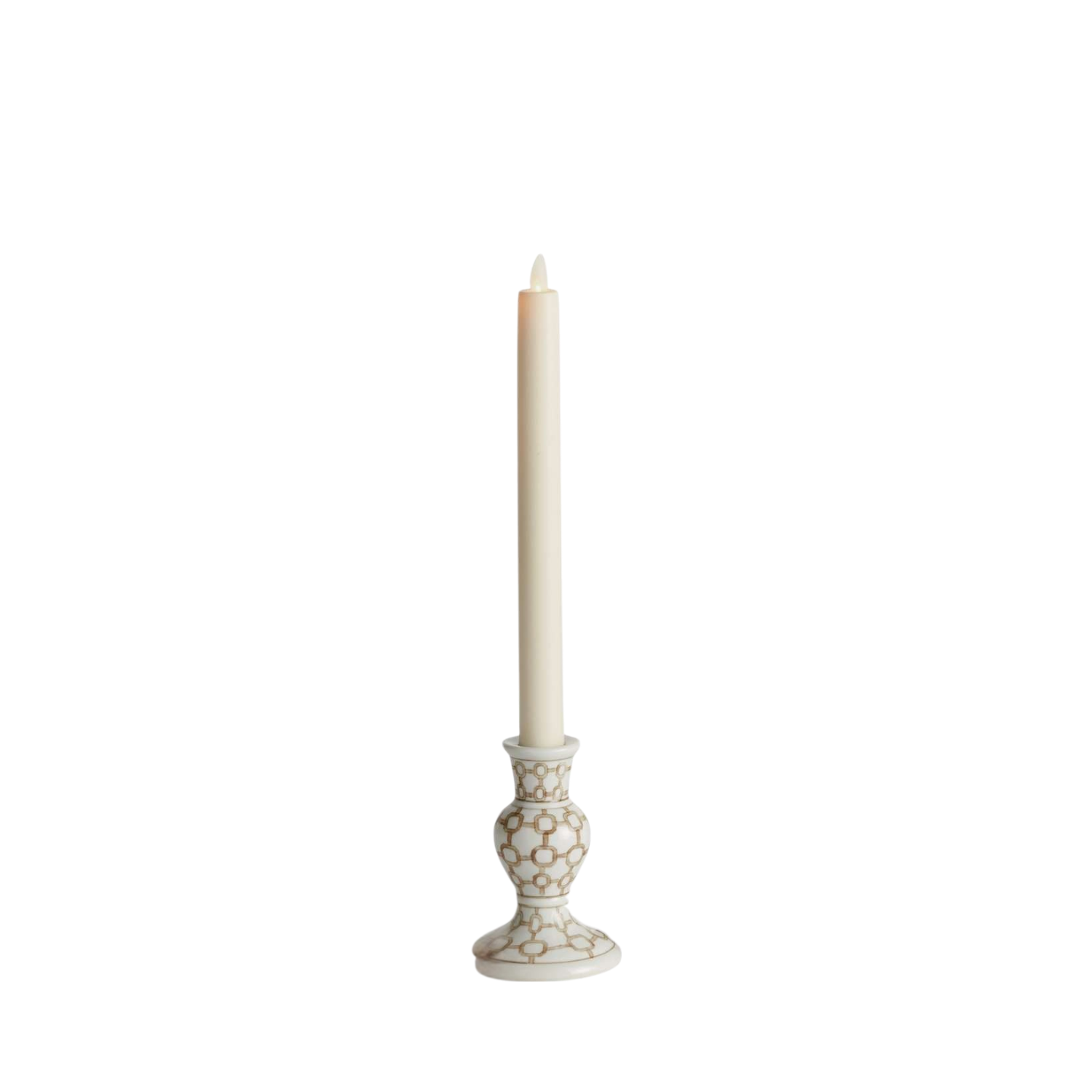Assorted Chinoiserie Ceramic Candle Holders In Brown + White