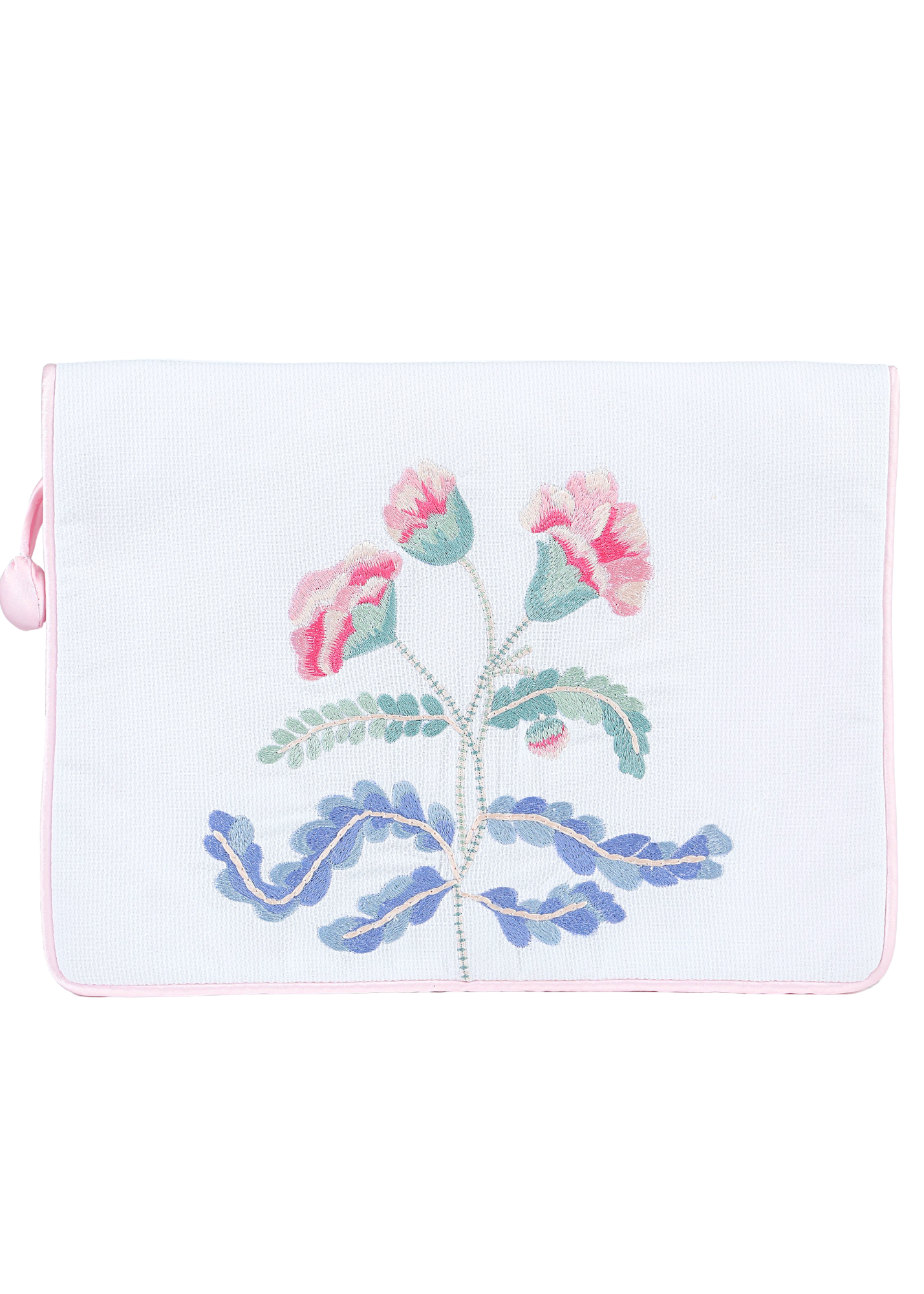 Carnation Embroidered Lingerie Envelope in Pink Satin
