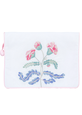 Carnation Embroidered Lingerie Envelope in Pink Satin