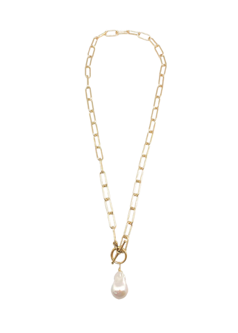 Carol Grande Chain Necklace with Pearl Drop