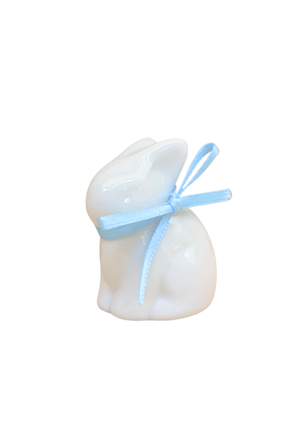 Ceramic Baby Bunny with Bow in Blue