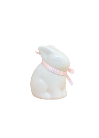 Ceramic Baby Bunny with Bow in Pink