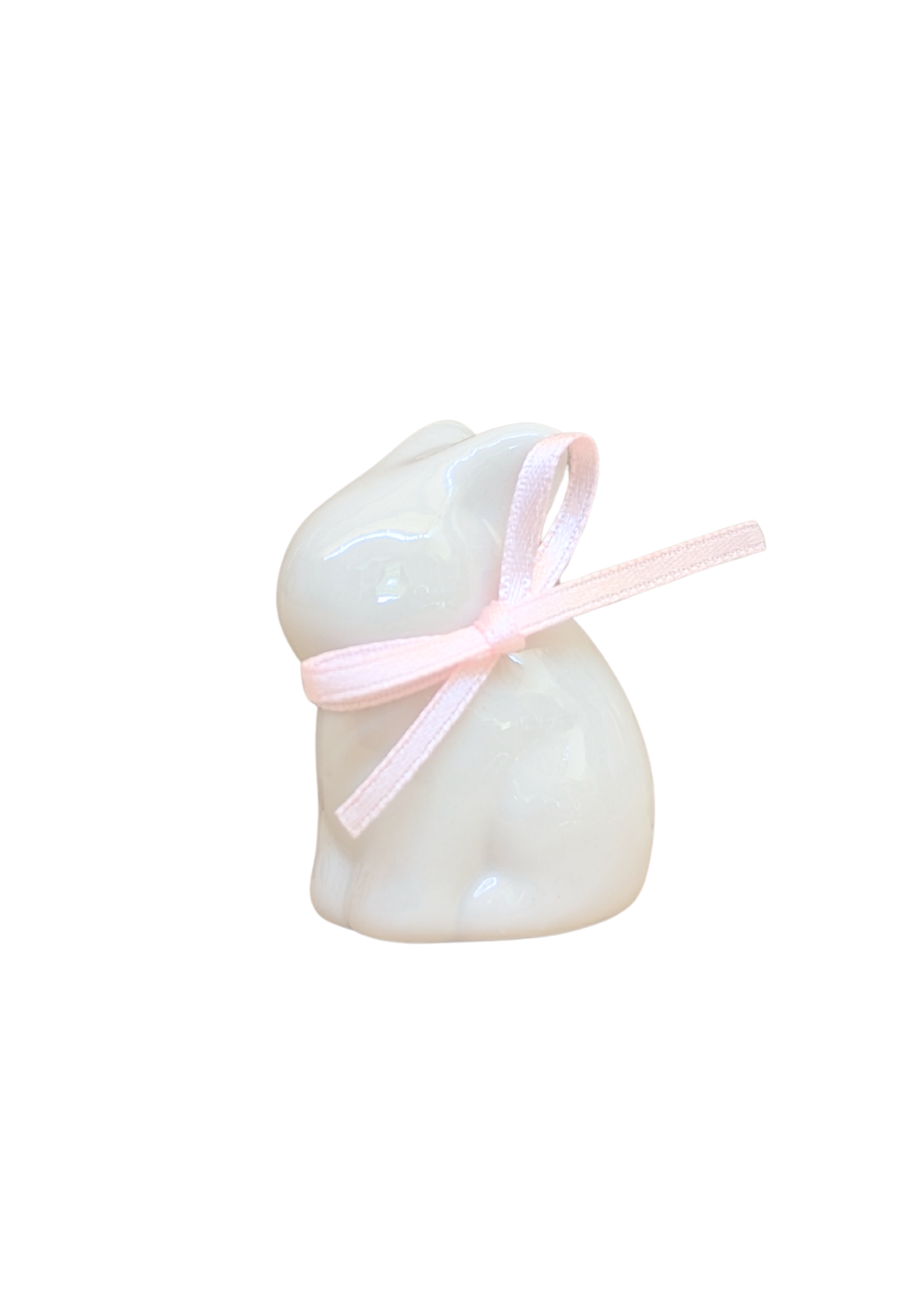 Ceramic Baby Bunny with Bow in Pink