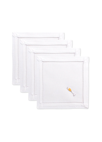 Champagne Embroidered Cocktail Napkin Set