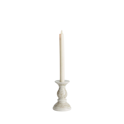 Assorted Chinoiserie Ceramic Candle Holders In Brown + White