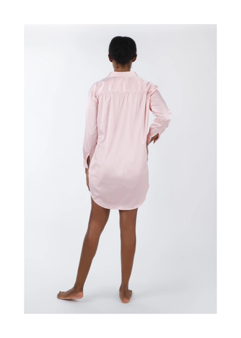 Chloe Satin Long Sleeve Nightshirt in Pink