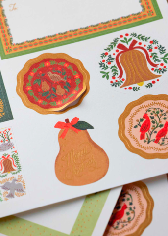 Christmastide Illustrated Holiday Sticker Sheets