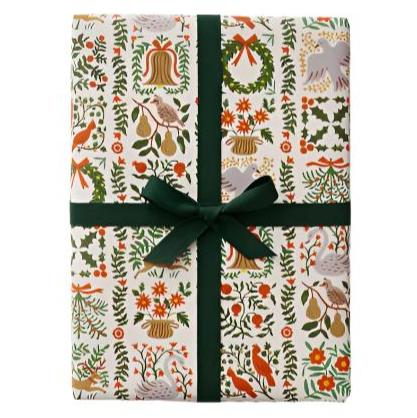 Christmastide Illustrated Holiday Wrapping Paper Roll