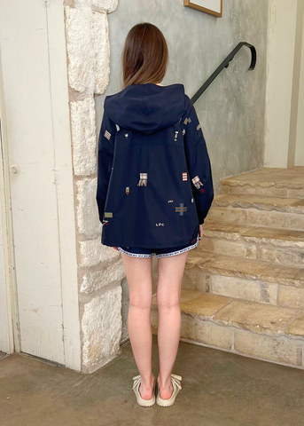 Claira Embroidered Anorak Jacket in Navy