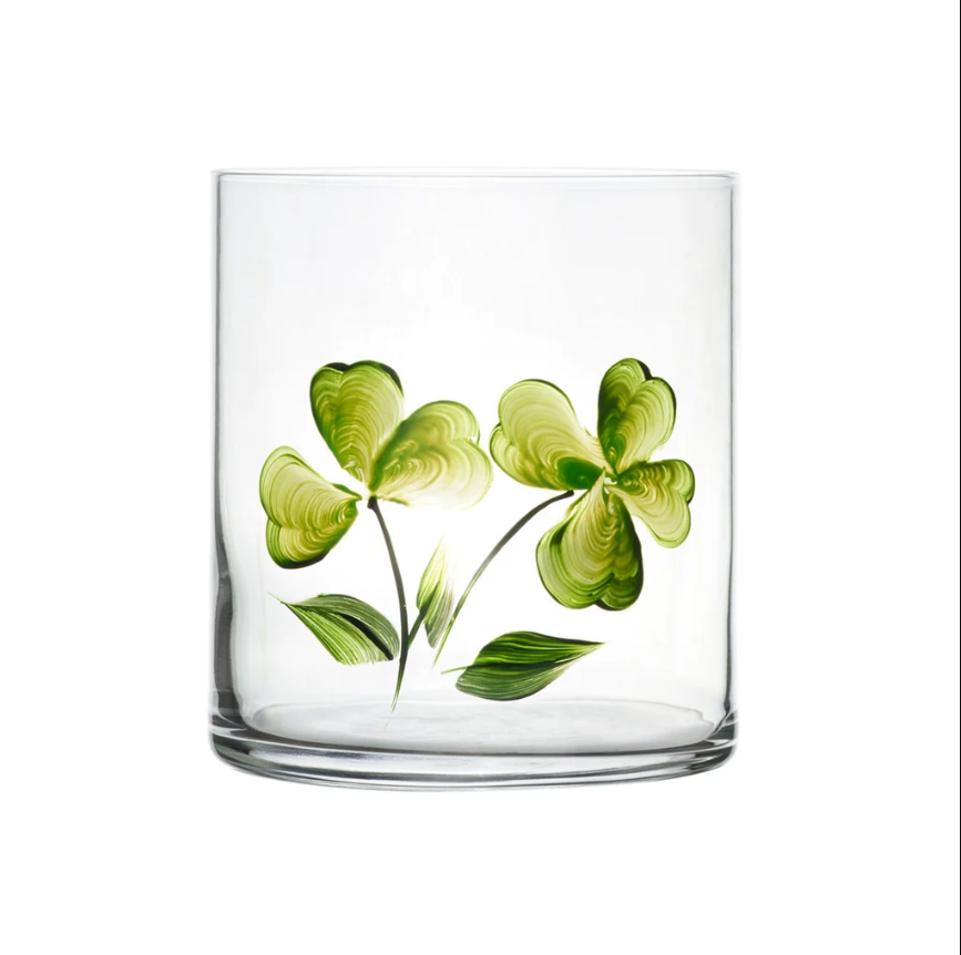 Hand Painted Crystal Tumbler Set of 4 In WIldflower