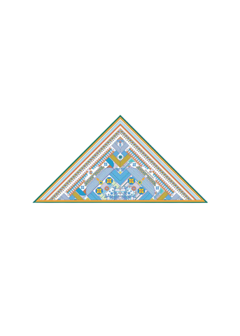 Reconstruction With Shapes Wool Silk Triangle Scarf in Blues