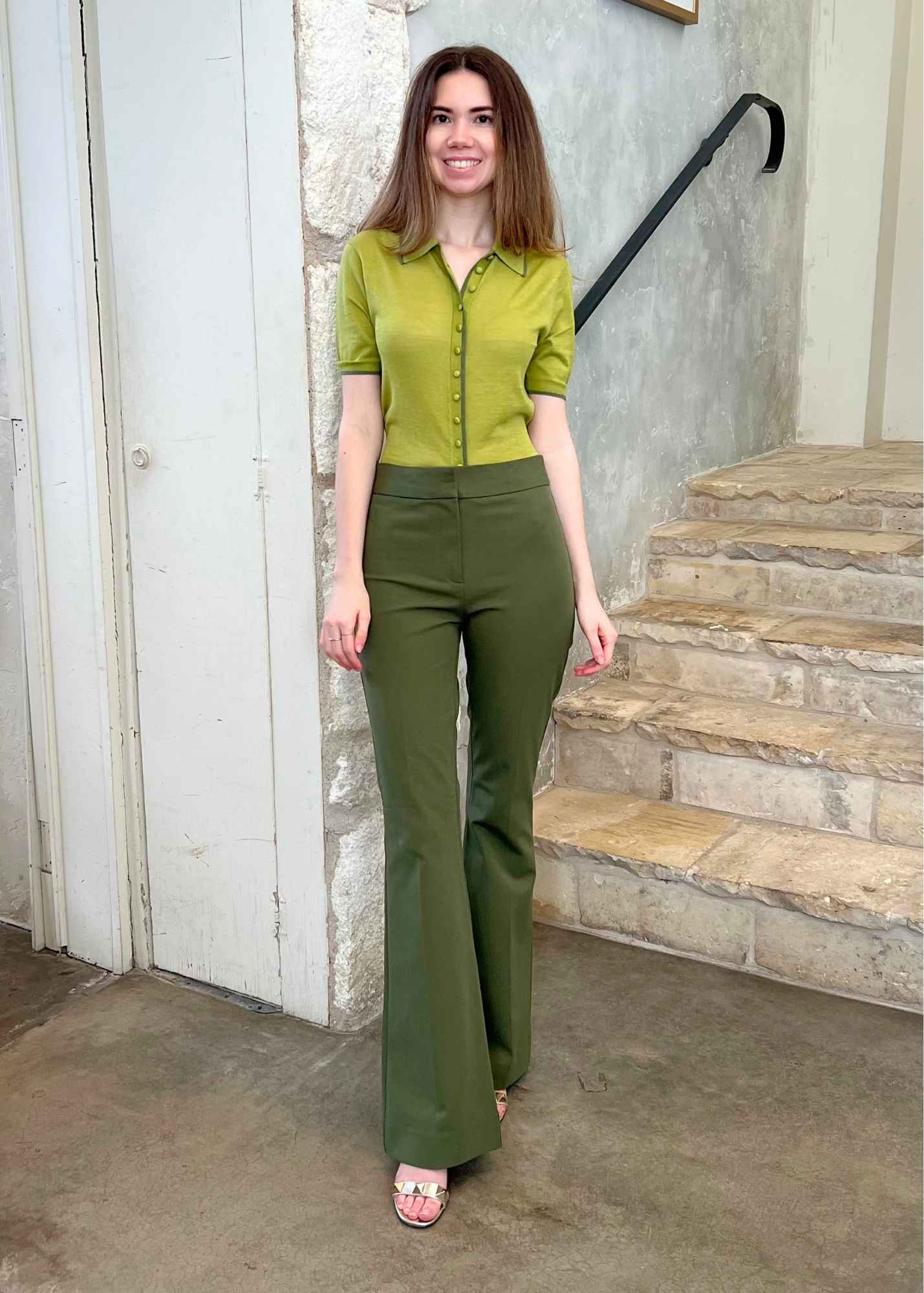 Crosby High Rise Flare Pant in Fatigue