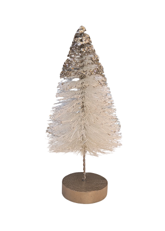 Champagne Glittered Sisal Half Fir Tree with Wood Base