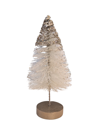 Champagne Glittered Sisal Half Fir Tree with Wood Base