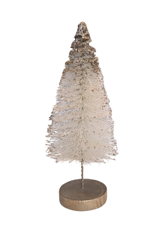 Champagne Glittered Sisal Half Fir Tree with Wood Base