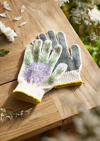 Screen-Printed Dahlia Gardening Gloves