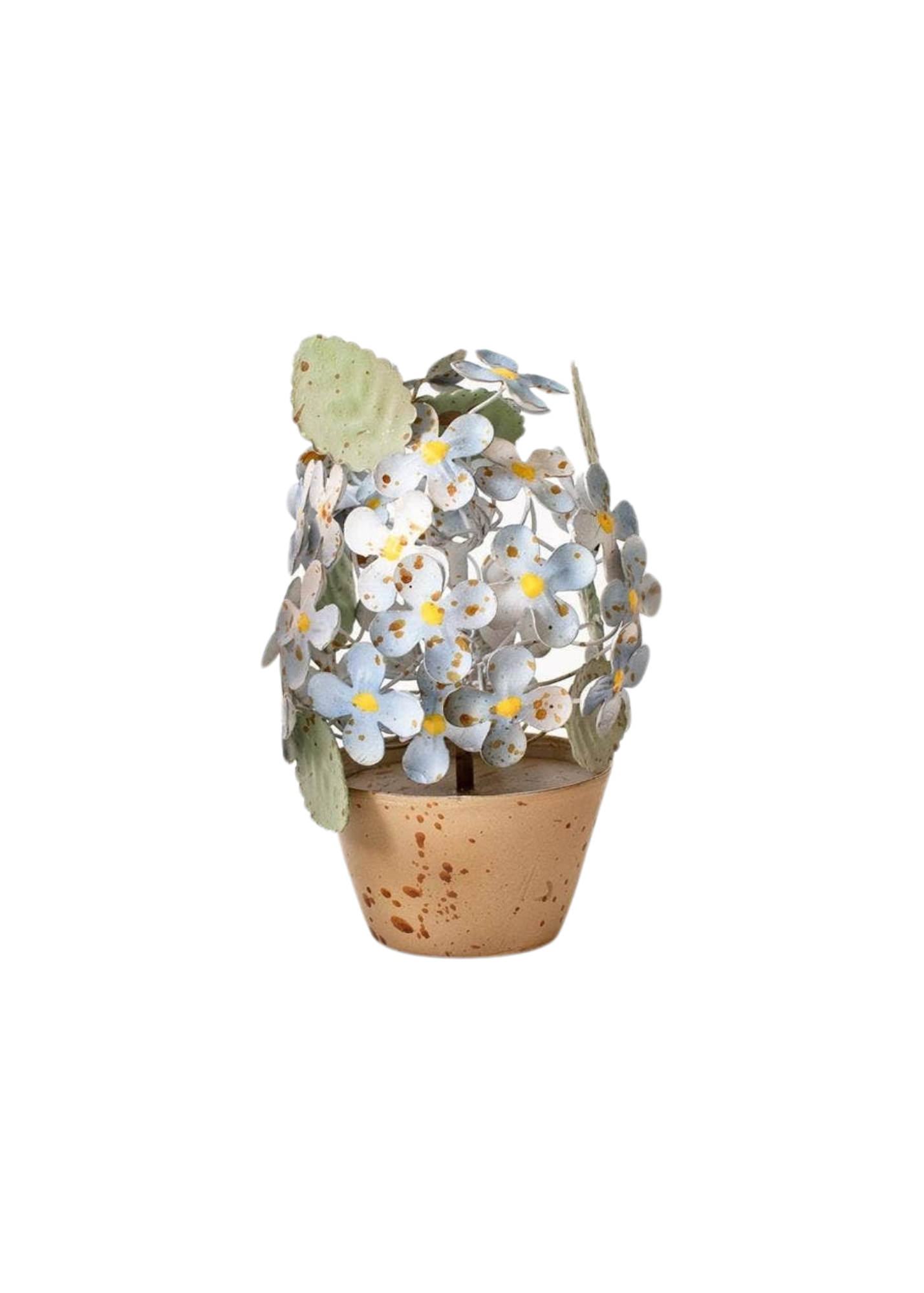 Dainty Metal Potted Hydrangeas in Blue