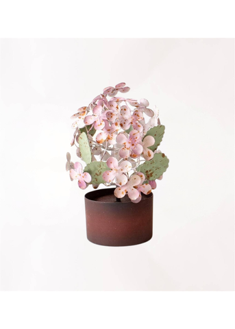 Dainty Metal Potted Hydrangeas in Pink