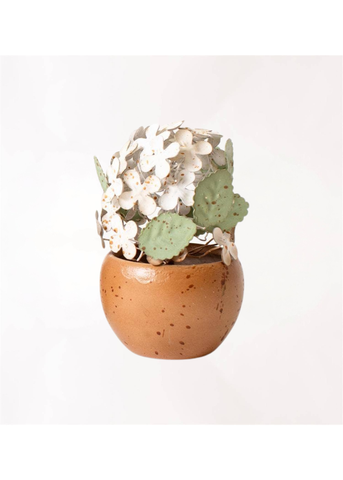 Dainty Metal Potted Hydrangeas in White