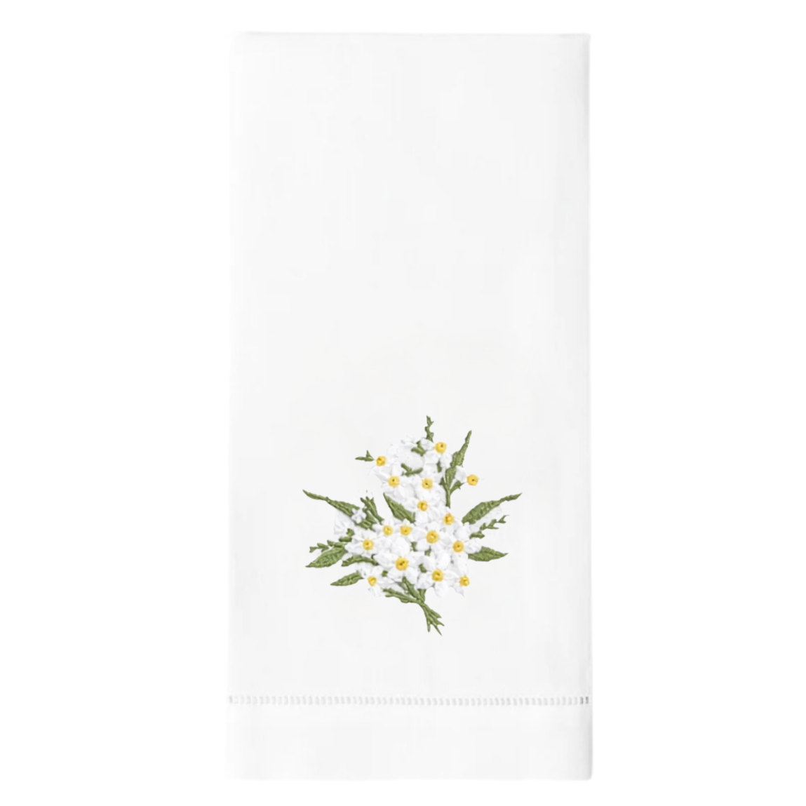 Daisy Bouquet Embroidered Linen Tea Towel