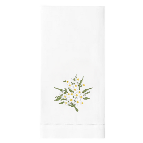 Daisy Bouquet Embroidered Linen Tea Towel