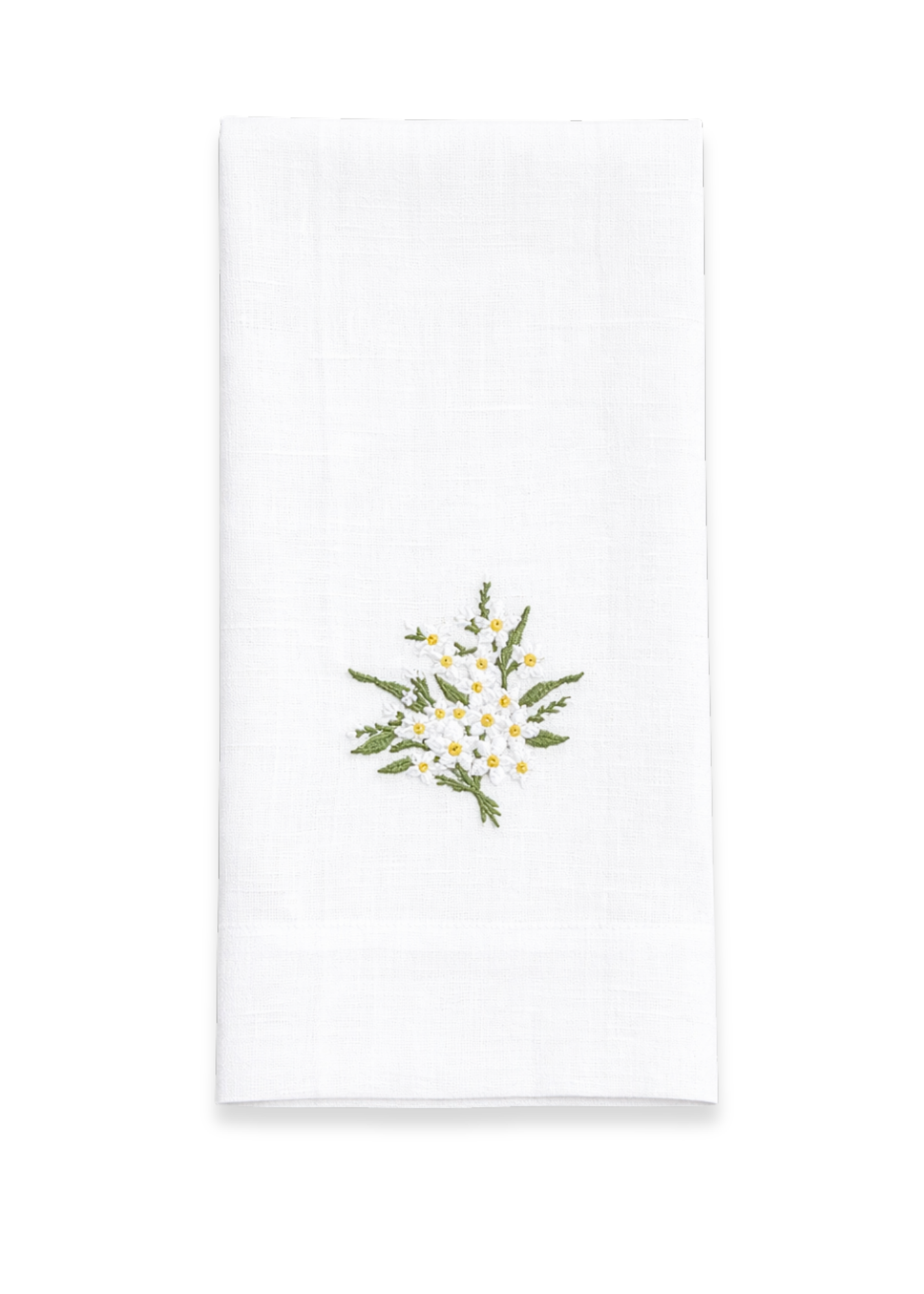 Daisy Bouquet Embroidered Linen Tea Towel