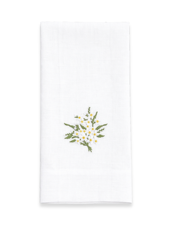 Daisy Bouquet Embroidered Linen Tea Towel