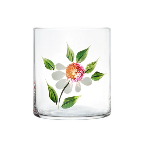 Hand Painted Crystal Tumbler Set of 4 In WIldflower