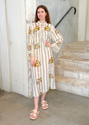 Datil Striped Long Sleeve Kaftan in Valle