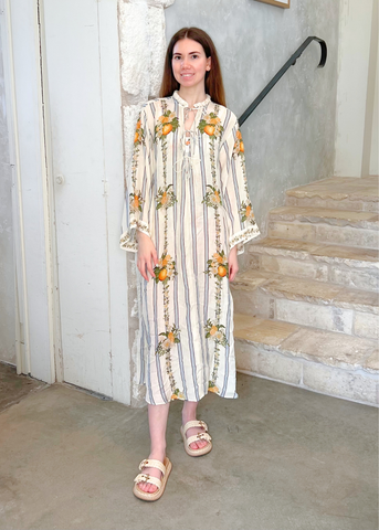 Datil Striped Long Sleeve Kaftan in Valle