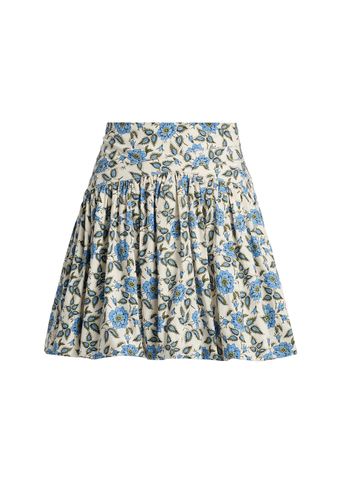 Persis Floral Print Bubble Mini Skirt in Bluebell