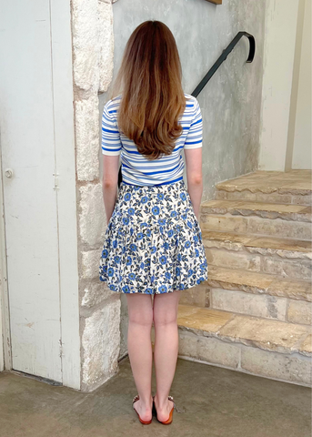 Persis Floral Print Bubble Mini Skirt in Bluebell
