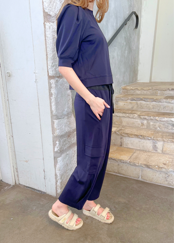 Kamaria Double Jersey Oull On Cargo Pant in Dark Navy