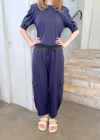 Kamaria Double Jersey Oull On Cargo Pant in Dark Navy