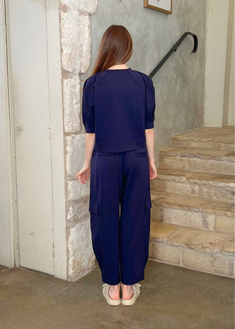 Kamaria Double Jersey Oull On Cargo Pant in Dark Navy