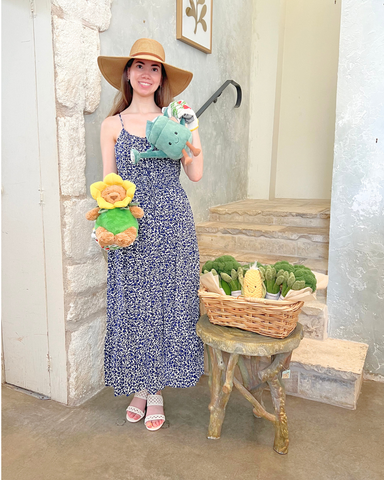 Abigail Smocked Waist Maxi Dress In Marsh + Navy