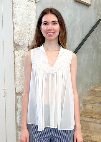 Chase Sleeveless Yoked Top In Marshmallow