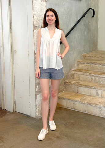 Chase Sleeveless Yoked Top In Marshmallow