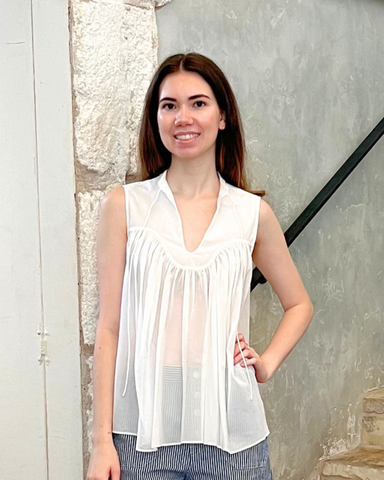 Chase Sleeveless Yoked Top In Marshmallow