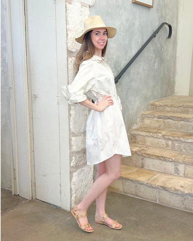 Piper Embroidered Cotton Twill Shirt Dress In Bone